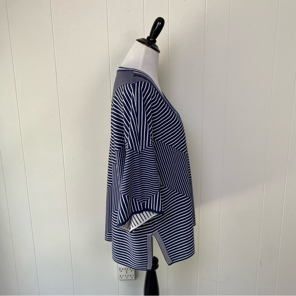 Chicos Women's Navy White Striped Pullover Top Tunic Knit Size Large Sz 3 US XL - Picture 3 of 9
